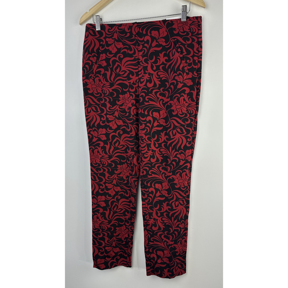 NWT Chico's Juliet Swirl Print Ankle Pants Red Black Holiday Themed Size 1 US 8 - Picture 10 of 12